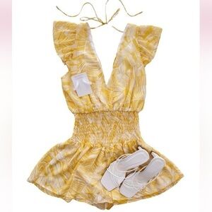 Lavender Brown Sunset Romper in Yellow medium